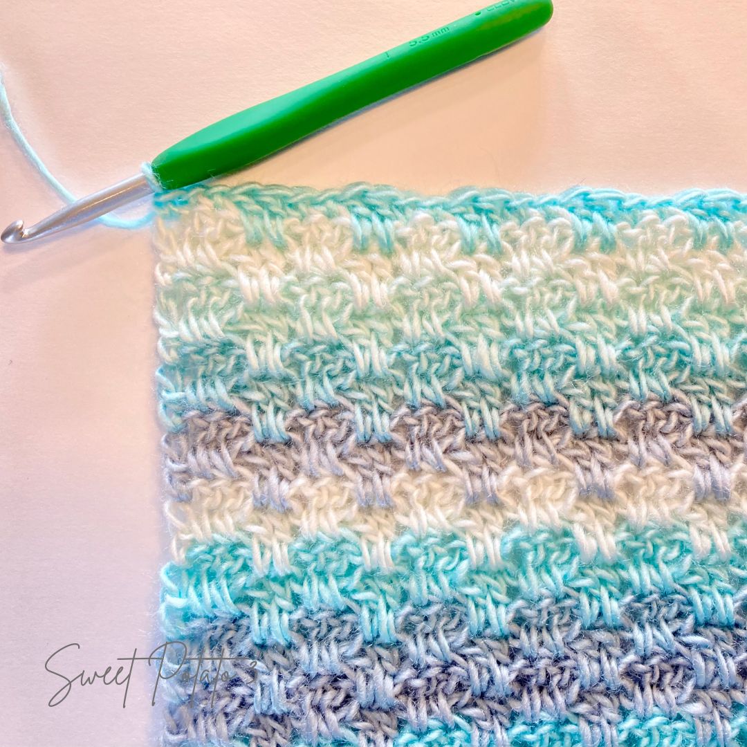 Free Rock the Block Blanket Pattern Stitch Tutorial - Sweet Potato 3