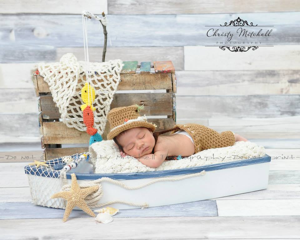 Crochet Newborn Baby Fishing Outfit, Fly Fishing Hat, Newborn Boy Photo  Outfit, Fishing Photo Prop Fisherman Baby Outfits, Baby Boy Hat 