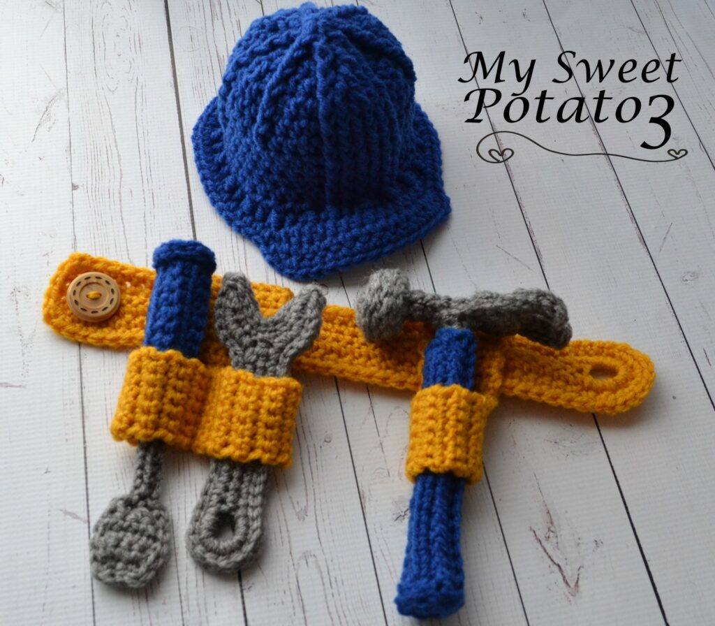 Tool Belt & Construction Hard Hat Crochet Pattern 