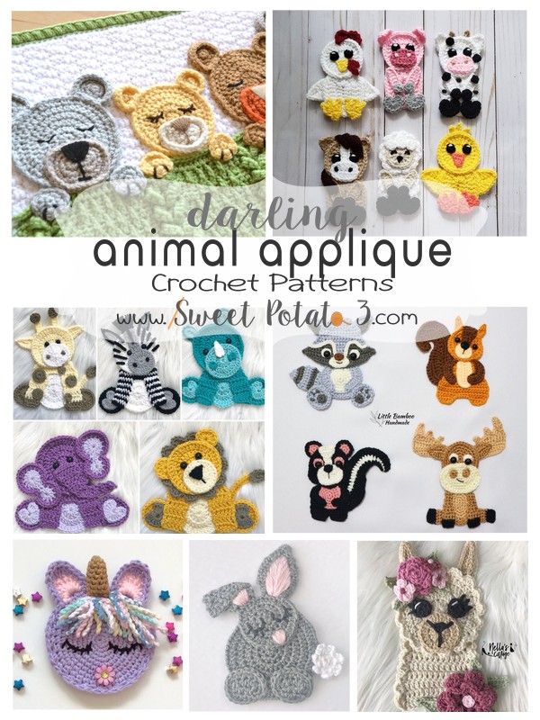 Darling Animal Applique Crochet Patterns - Sweet Potato 3