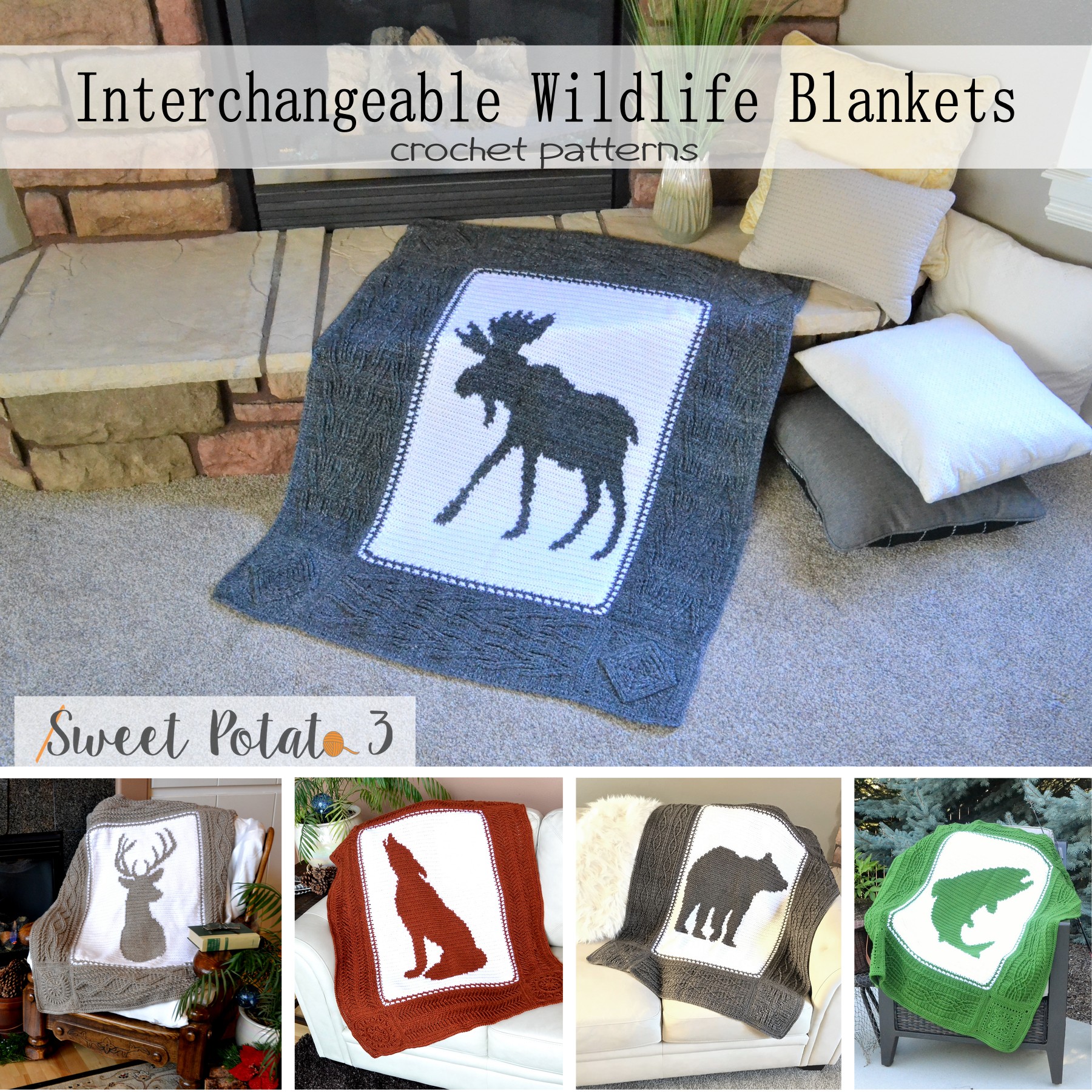 You are currently viewing Interchangeable Wildlife Blankets – Crochet Pattern Bundle