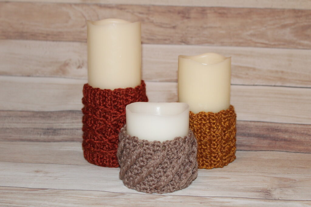 Cable Candle Wraps in Fall