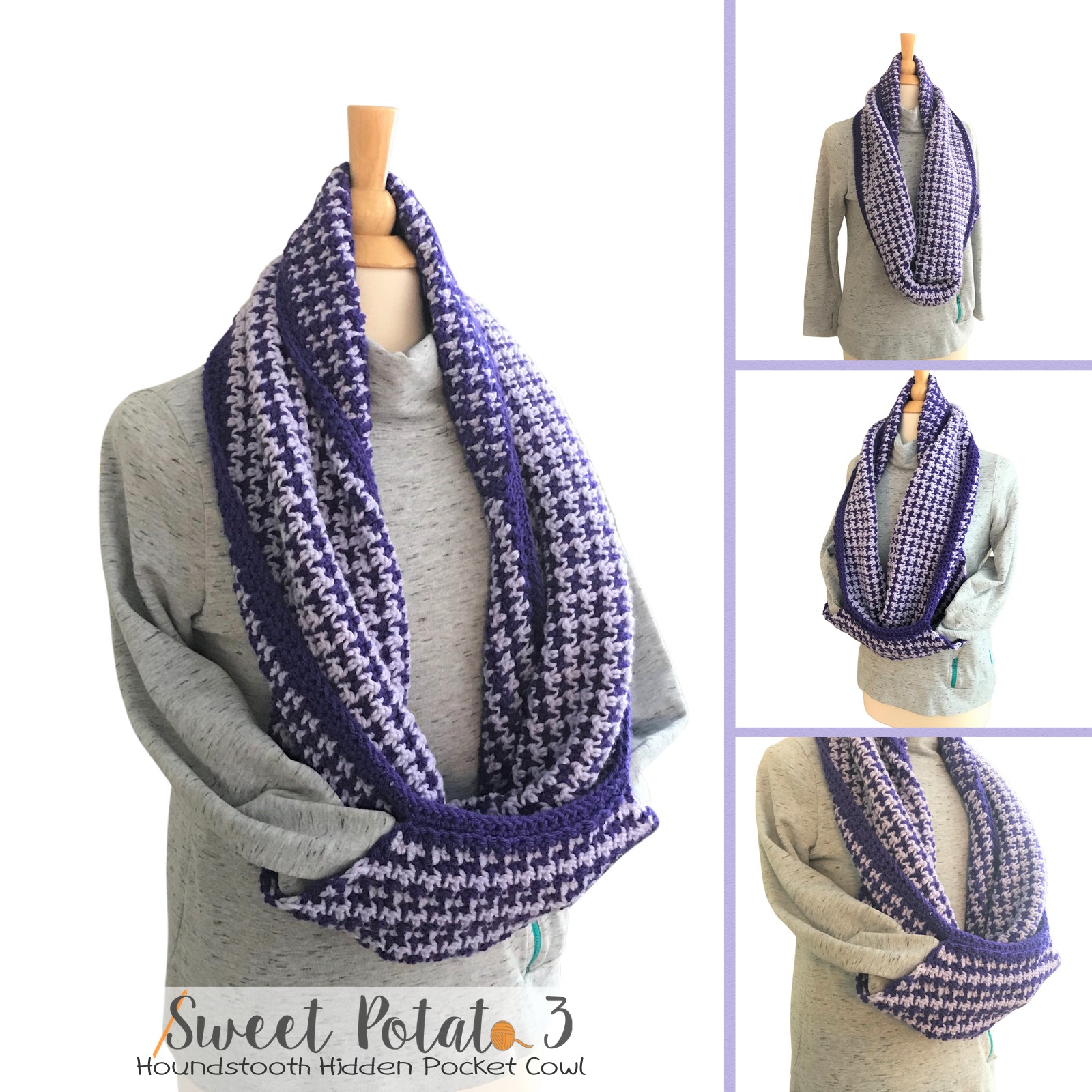 Read more about the article Houndstooth Pocket Cowl Crochet Pattern