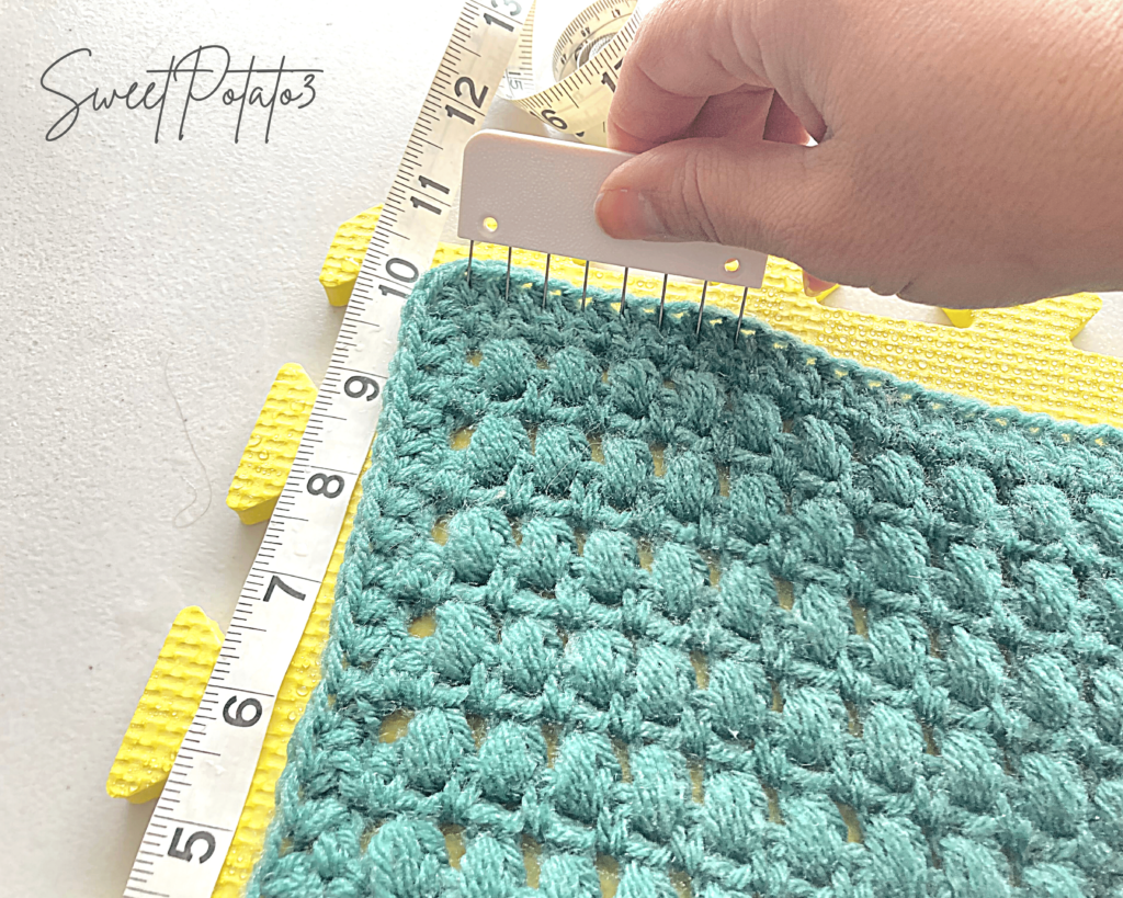 blocking crochet piece