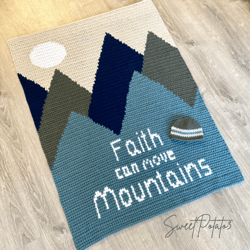 Faith Can Move Mountains Crochet Baby Blanket Sweet Potato 3