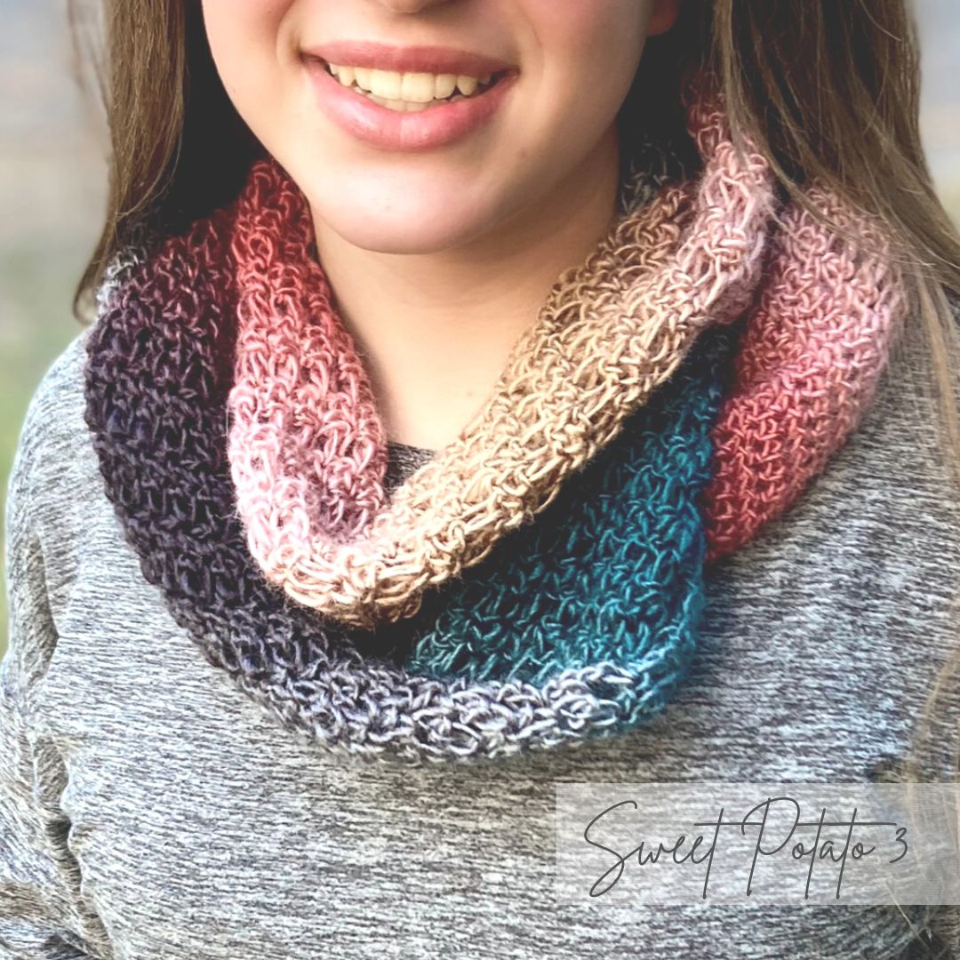 Loops & Lace Scarf and Fingerless Gloves - Sweet Potato 3