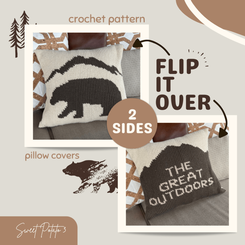 bear and mountains the great outdoors pillow cover