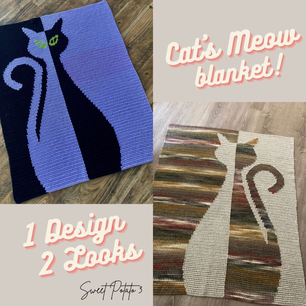 Cat's Meow Crochet Blanket + Halloween Option - Sweet Potato 3