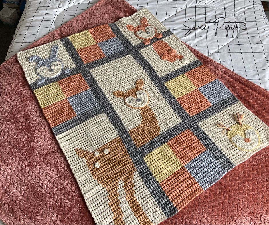 WoodlandCrittersBlock-10 A Baby Blanket Full of Woodland Charm in Crochet