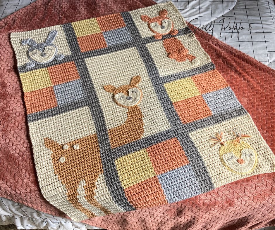 WoodlandCrittersBlock-11 A Baby Blanket Full of Woodland Charm in Crochet