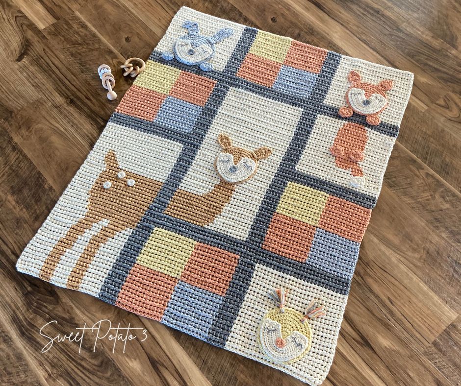 WoodlandCrittersBlock-3 A Baby Blanket Full of Woodland Charm in Crochet