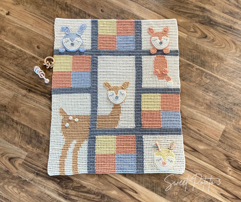 WoodlandCrittersBlock-5 A Baby Blanket Full of Woodland Charm in Crochet