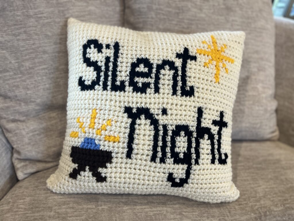 Silent-Night-Pillow-2-1024x768 Silent Night Crochet Pillow – Christian Christmas Décor