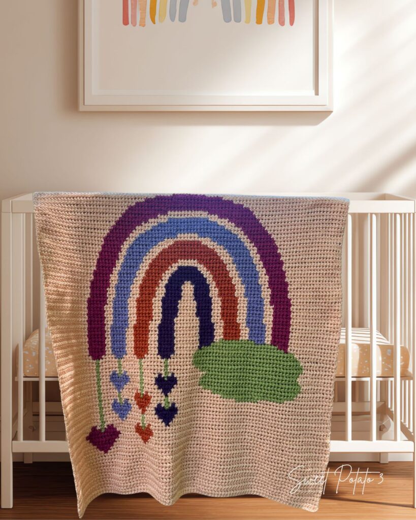 Rainbow-Boho-Blanket-2-819x1024 Rainbow Boho Baby Blanket Crochet Pattern