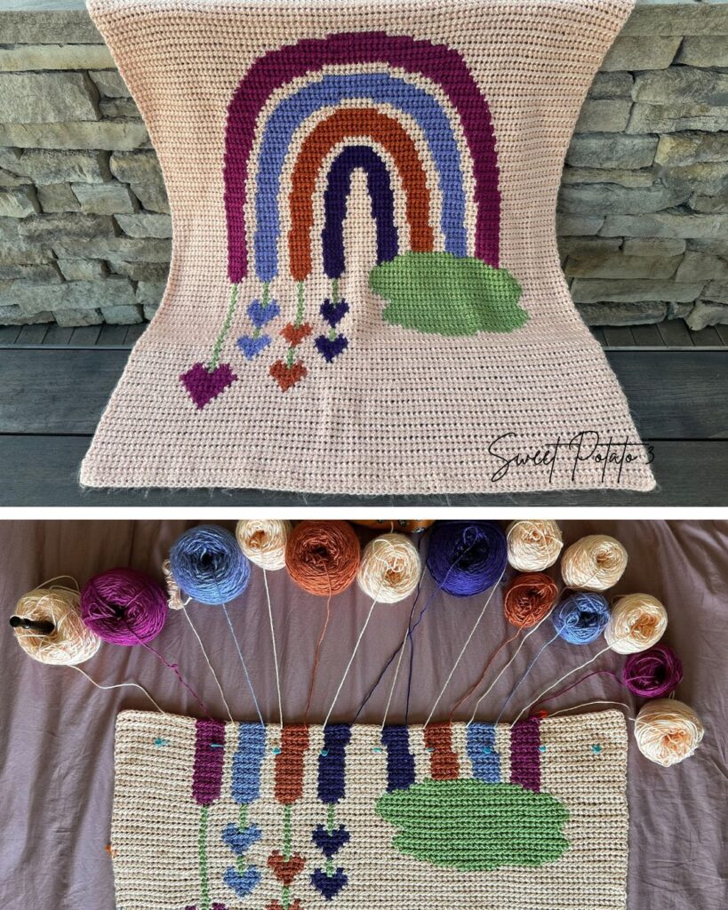Rainbow-Boho-Blanket-3-819x1024 Rainbow Boho Baby Blanket Crochet Pattern