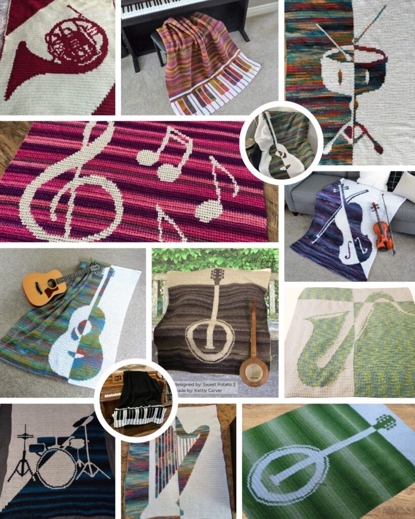 Music-Samples-819x1024 Drum Set Crochet Blanket Pattern