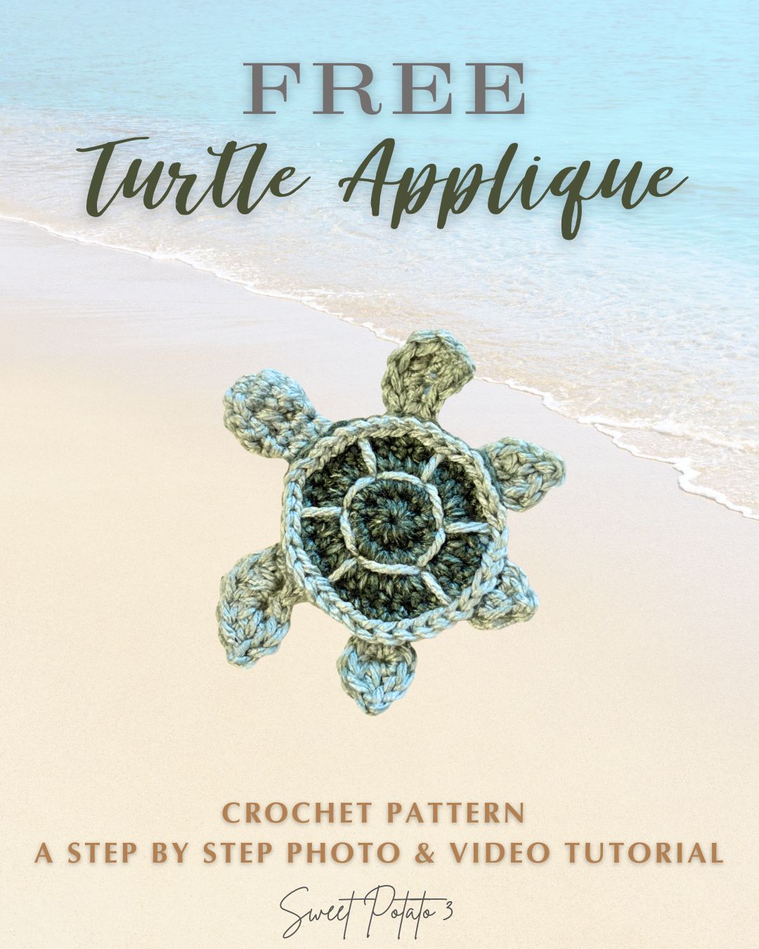 Turtle Applique - free crochet pattern
